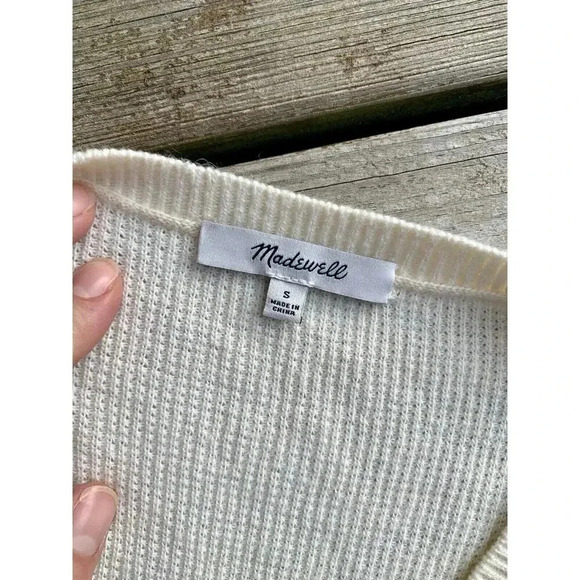 Madewell Asherton Waffle Henley Sweater-Ivory-Size Small NC737 Oversized NWOT - Picture 4 of 6
